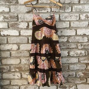 Floral Sundress with Brown and Pink Accents